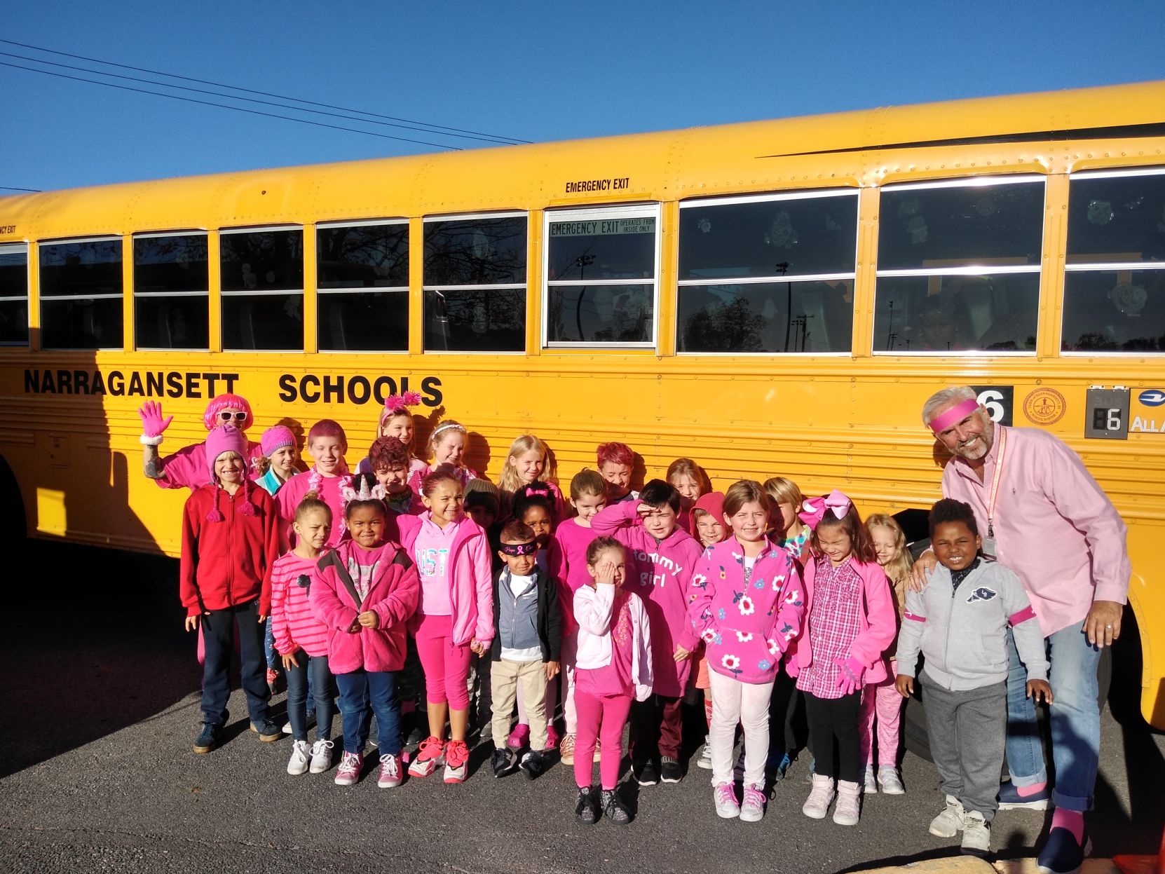 'Pink out' for breast cancer awareness comes to Narragansett Elementary School bus